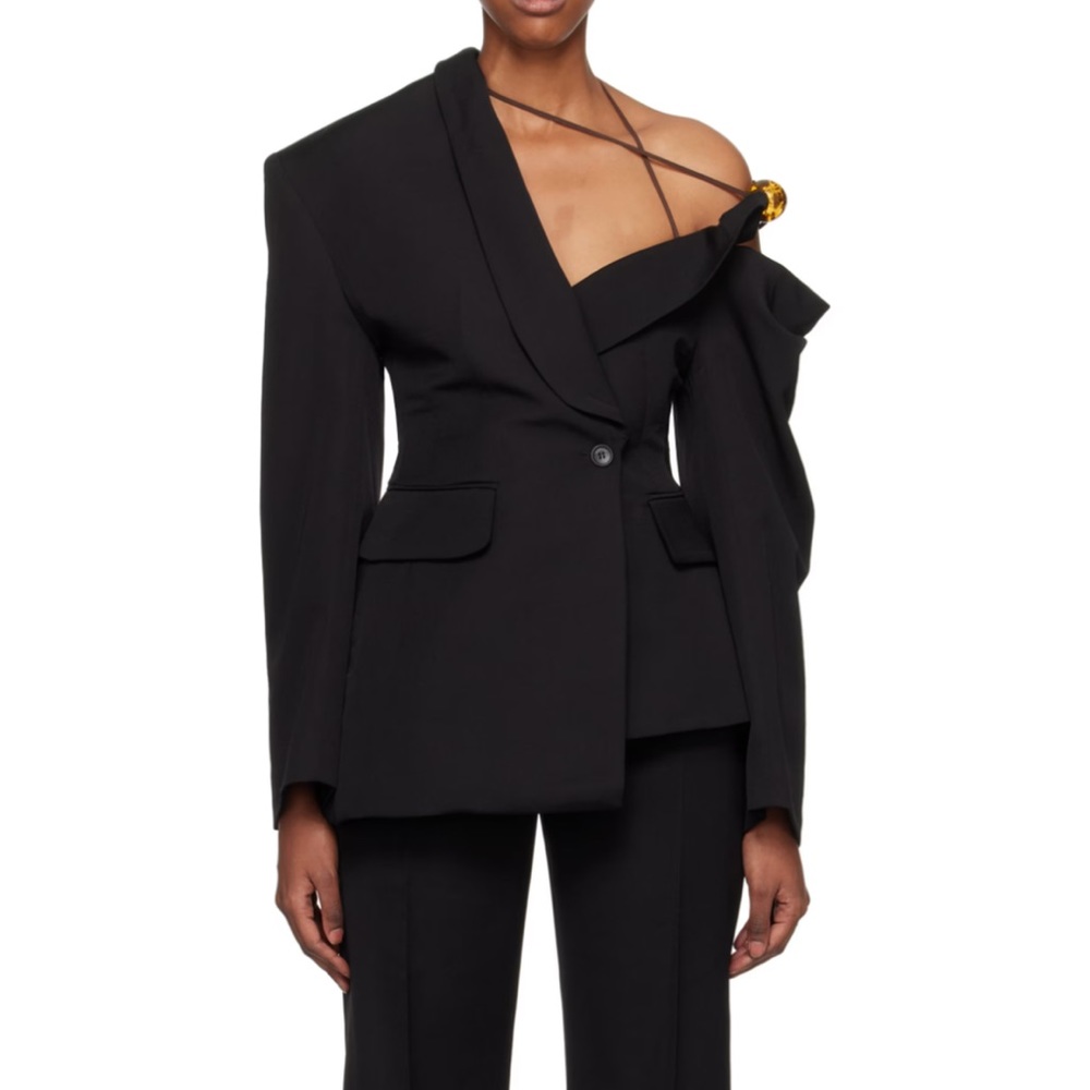 JACQUEMUS
Black Le Raphia 'La Veste Baska' Blazer